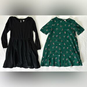 Old Navy Girls Size 5T Dress Lot – Black Wrap Knit Dress & Green Ballerina Dress
